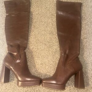 Jessica Simpson brand heeled boot size 10, above knee thighish chocolate brown